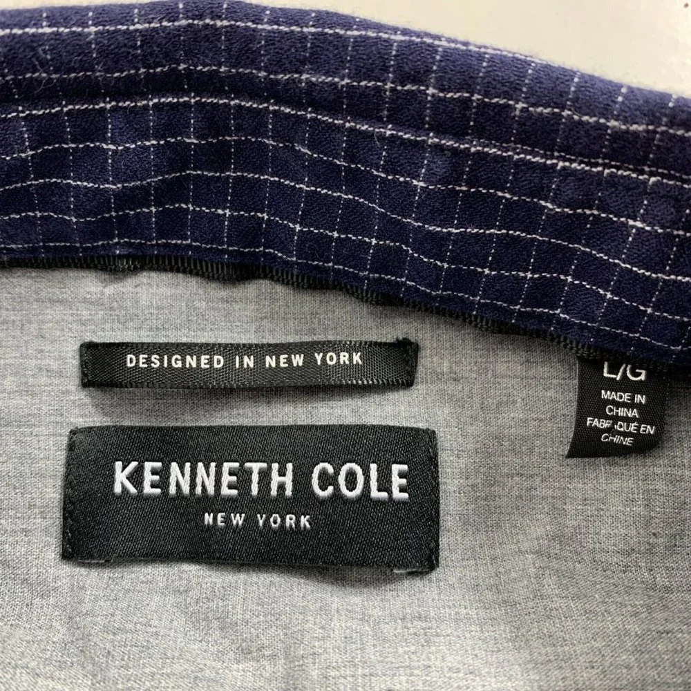 COPY - Kenneth Cole Button Down Shirt Mens Large Long Sleeve Blue Check Busines… - Picture 10 of 12